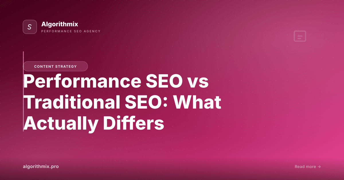 Performance SEO vs Traditional SEO: What Actually Differs